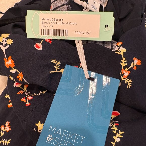 Market & Spruce Navy Floral Dress - Size 1X - New With Tags! - Picture 6 of 8